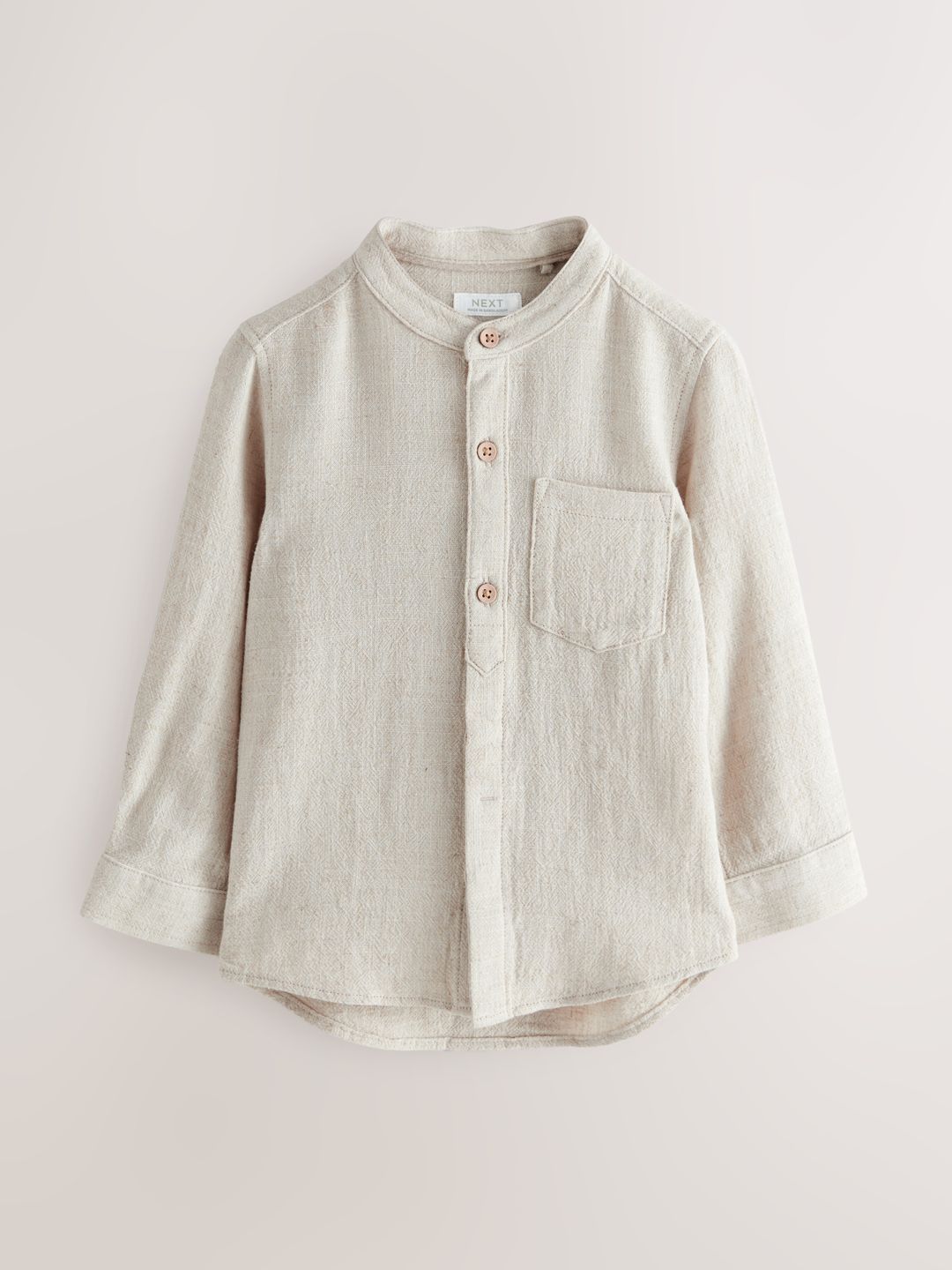 NEXT Boys Grandad Collar Linen Mix Casual Shirt-picture-12