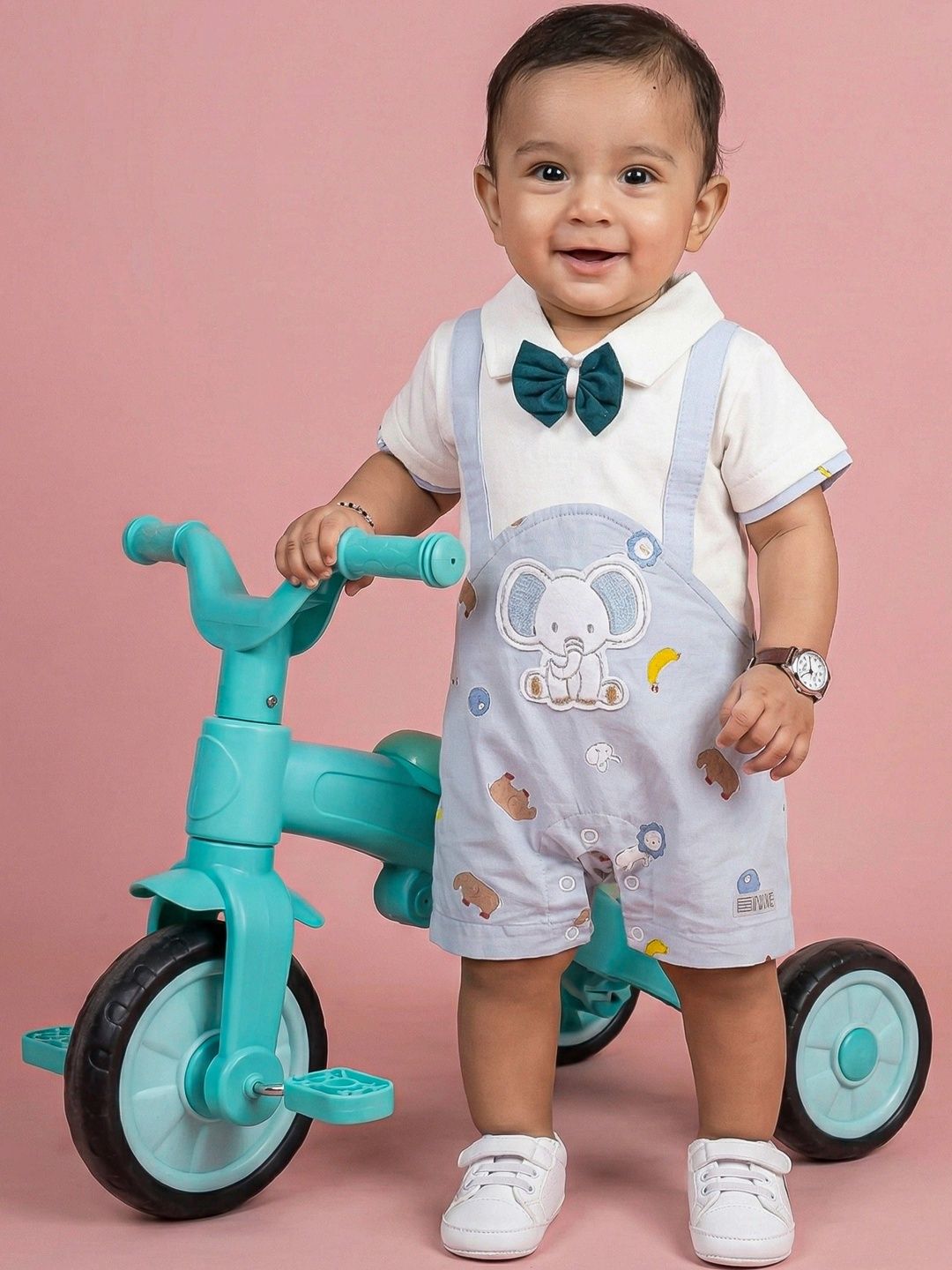 Pompidou Infant Boys Printed Cotton Rompers