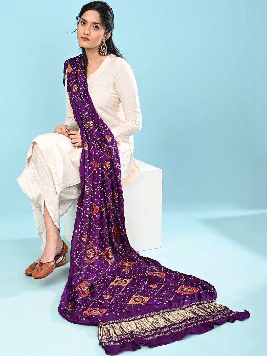 Ushvii Ethnic Motifs Printed Bandhani Dupatta-picture-46