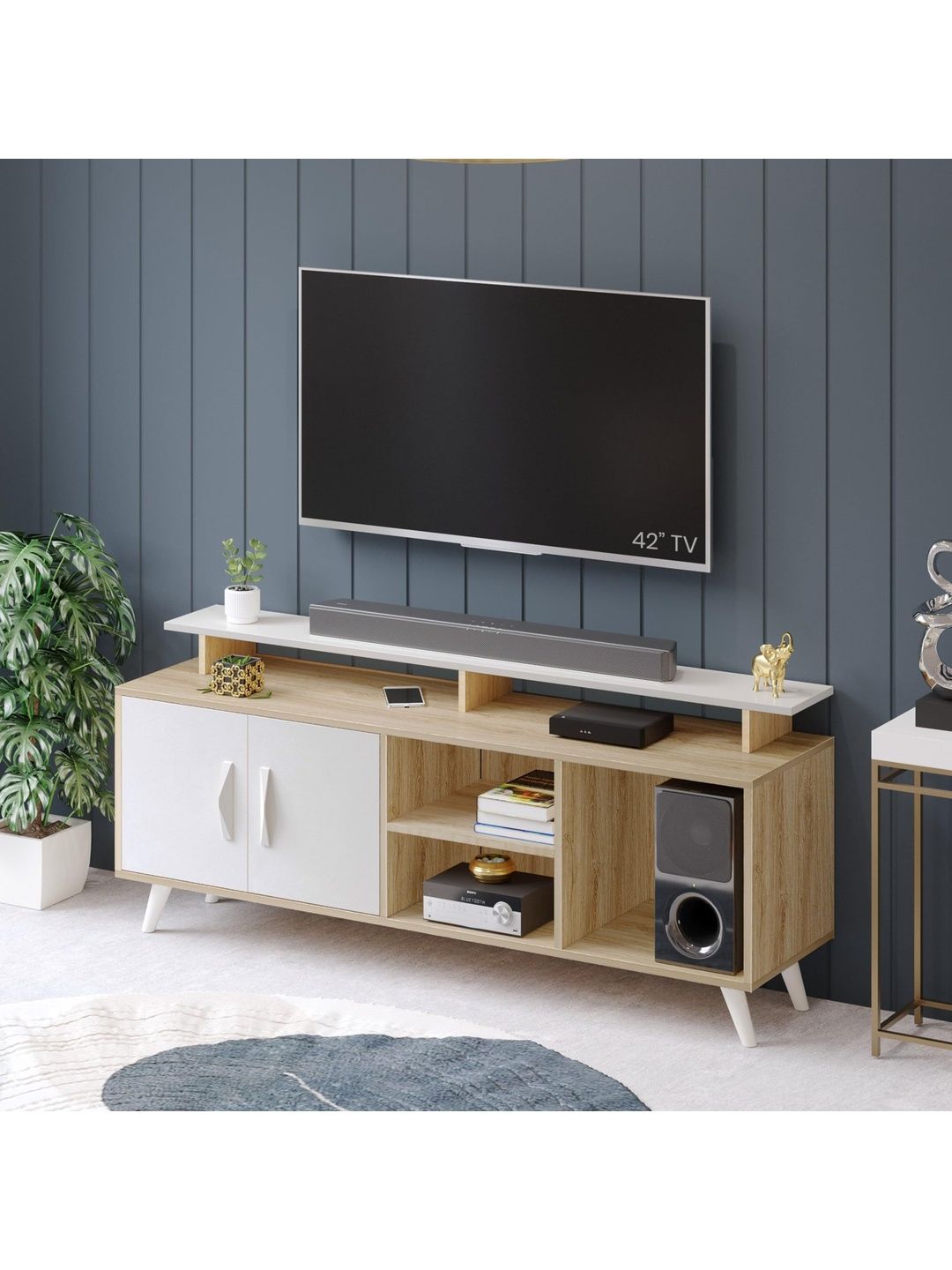 bluewud Brown MDF DIY Entertainment Unit