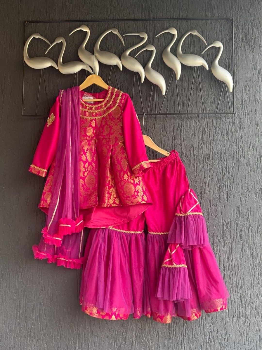 The Little Tales Girls Ethnic Motifs Empire Gotta Patti Kurti with Sharara & With Dupatta-picture-30