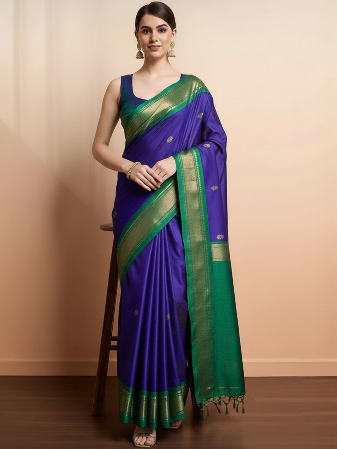 HERE&NOW Woven Design Zari Art Silk Kanjeevaram Saree-picture-30