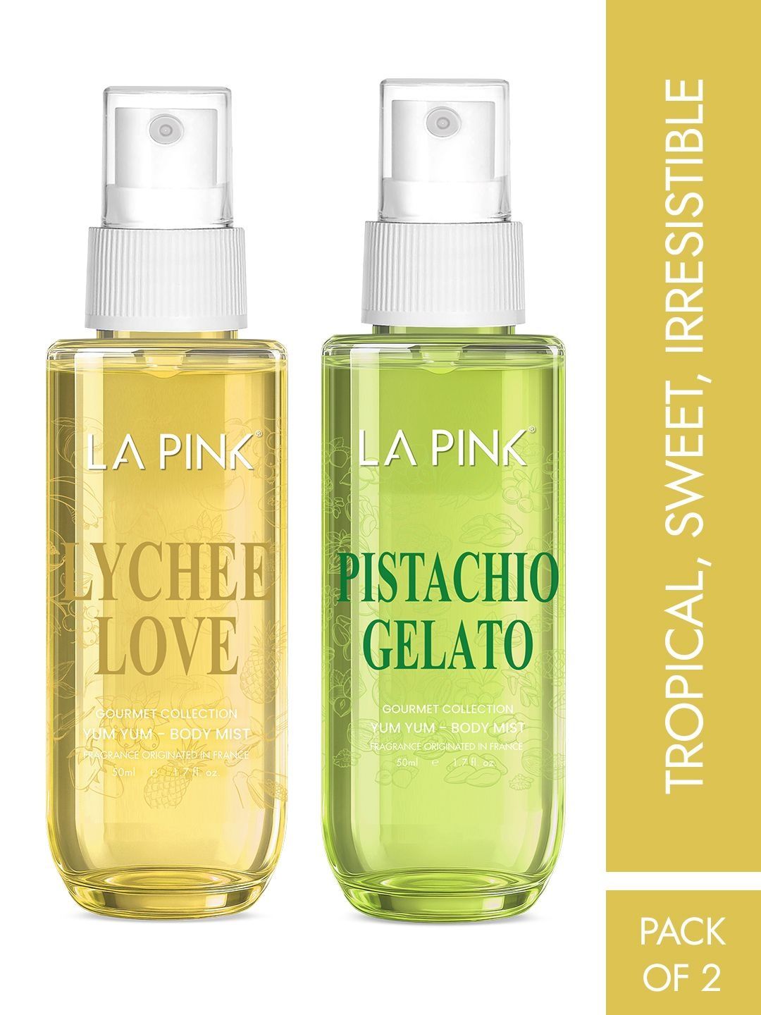 La Pink Set Of 2 Women Long Lasting Pistachio Galeto & Lychee Love Body Mist - 100 ml Each-picture-32