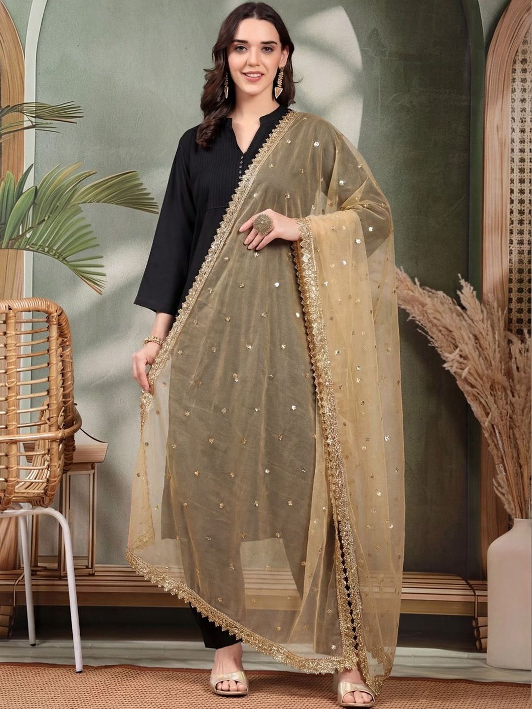 Clora Creation Embroidered Dupatta with Sequinned-picture-11