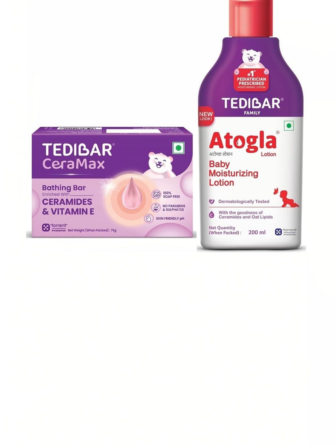 Tedibar Ceramax Set Of 2 Bathing Bar -75 g & Atogla Baby Lotion -200 ml