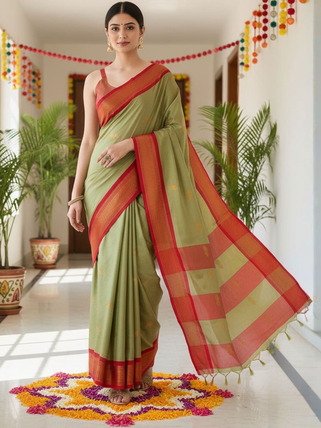 HERE&NOW Woven Design Zari Art Silk Kanjeevaram Saree-picture-31
