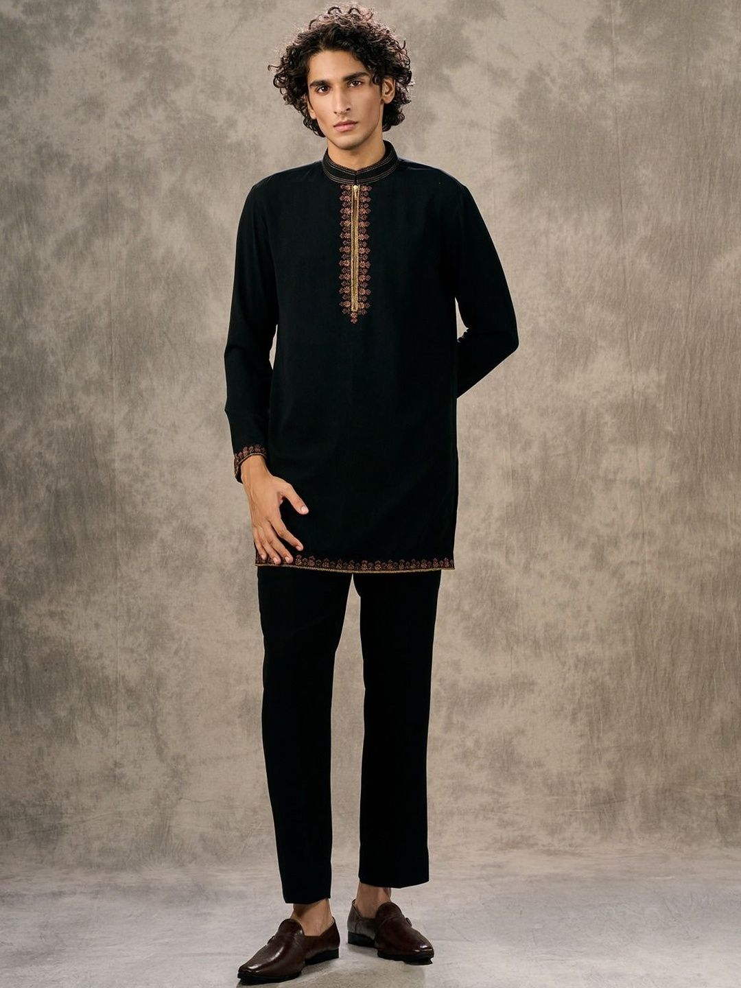 Twamev Men Ethnic Motifs Embroidered Regular Thread Work Kurta and Trousers with Jacket-picture-17