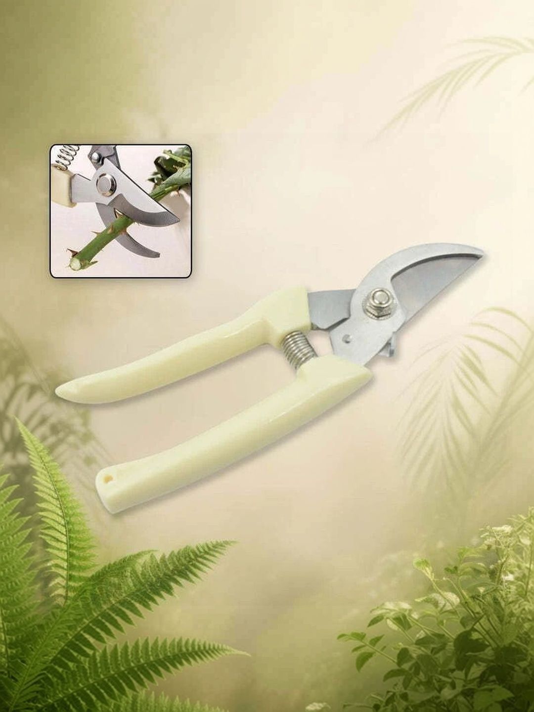 DeoDap Cream-Colored & White Self-Designed Garden Shears Pruners Scissor-image-7