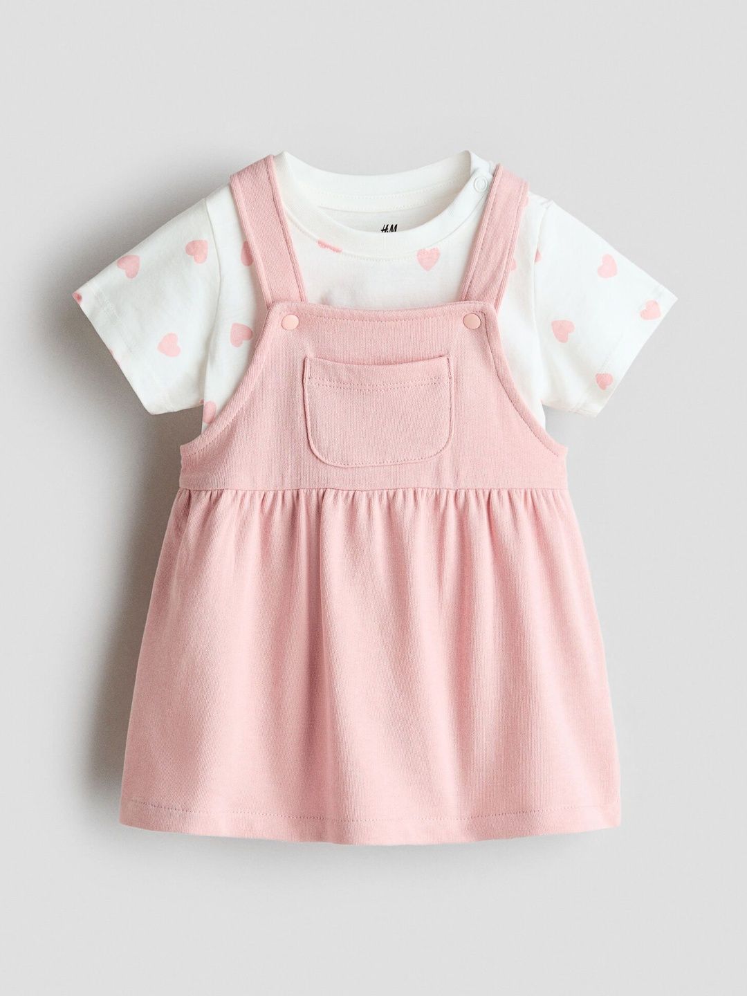 H&M 2-Piece Dungaree Dress And Top Set