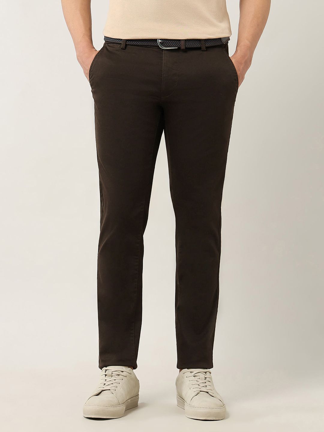 Arrow Sport Men Bronson Slim Fit Textured Low-Rise Trousers-picture-38