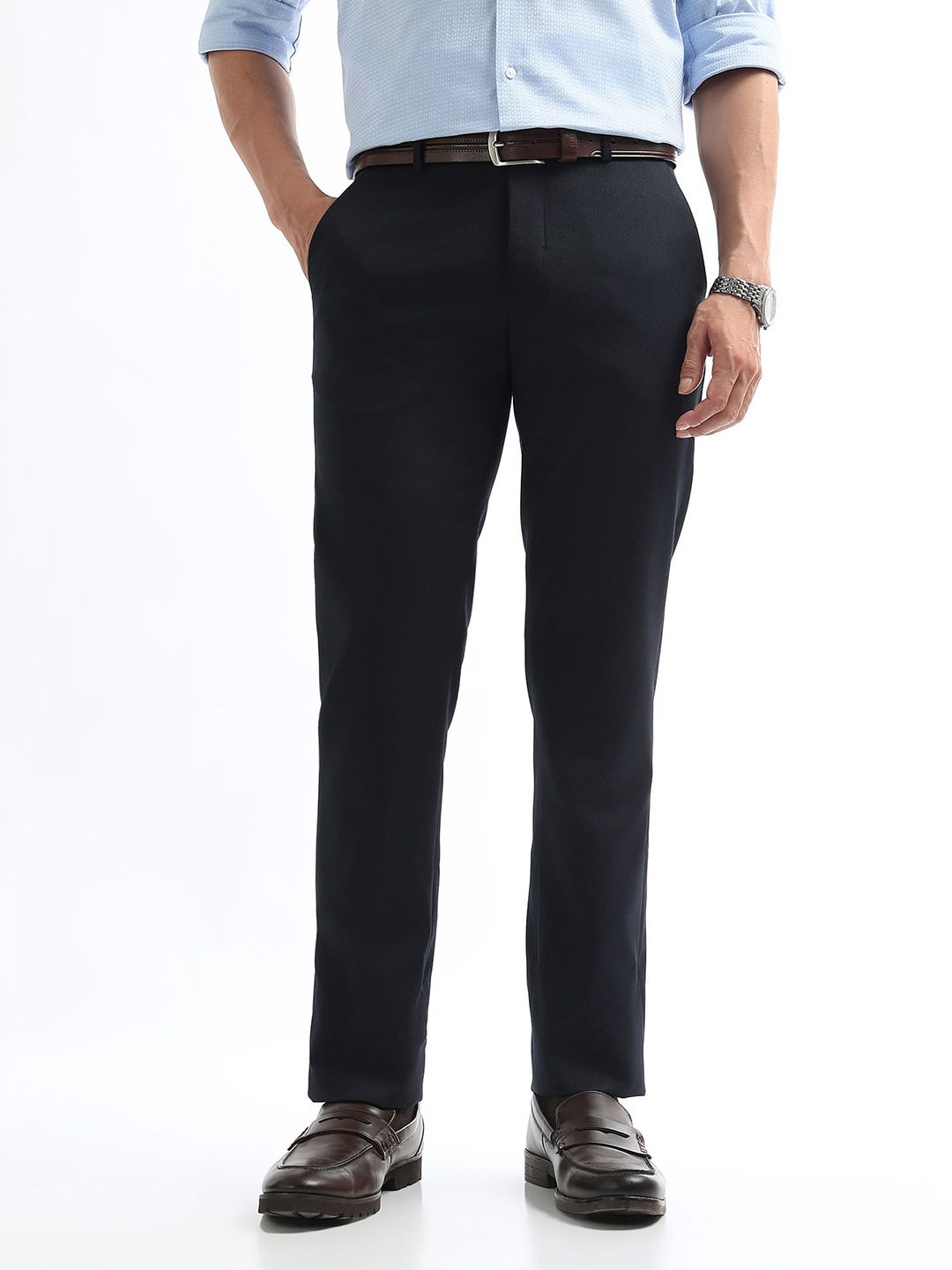 Arrow Men Hudson Tailored Fit Textured Formal Trousers-picture-40