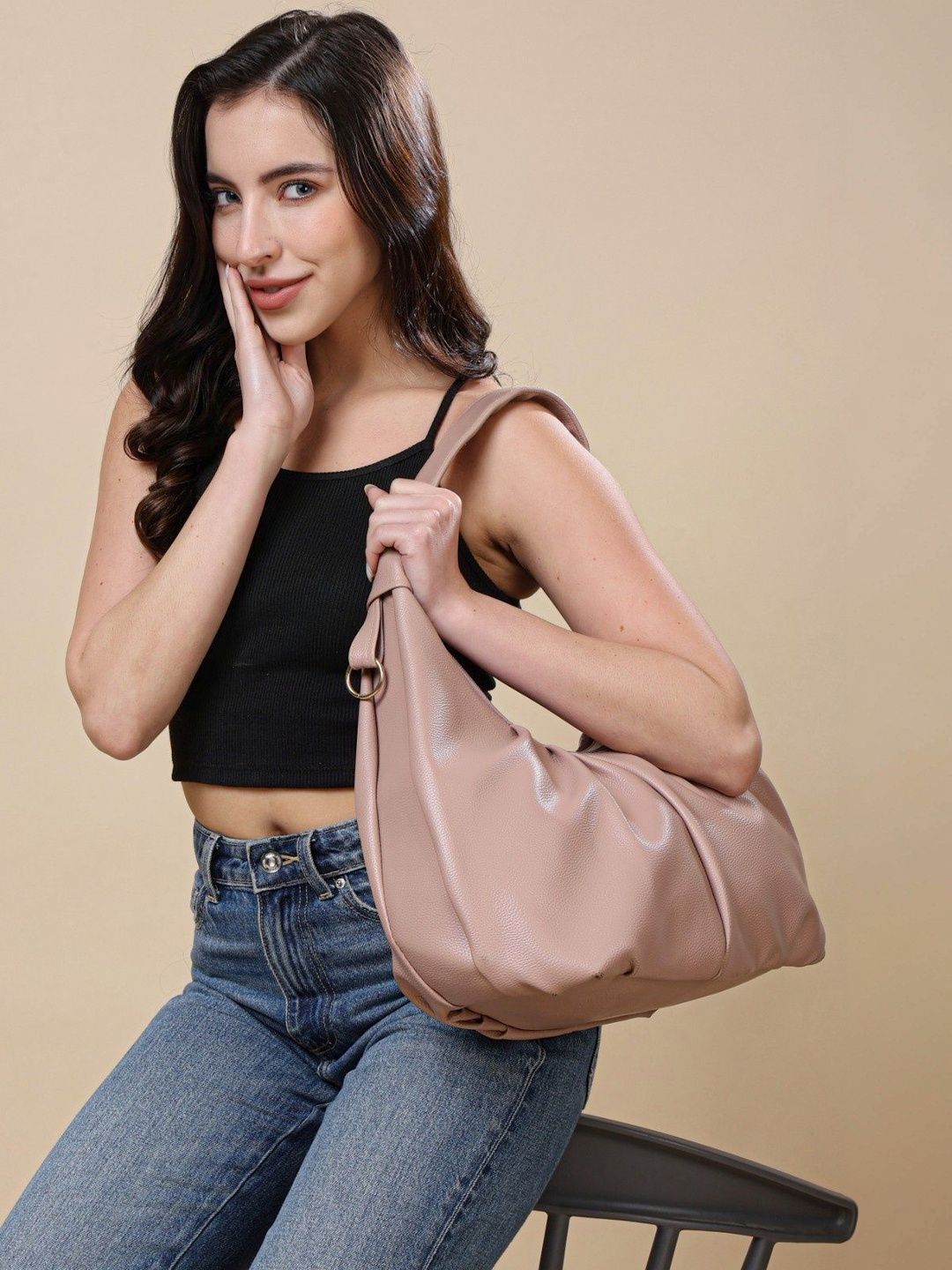 Springberry Textured PU Half Moon Shoulder Bag-picture-42