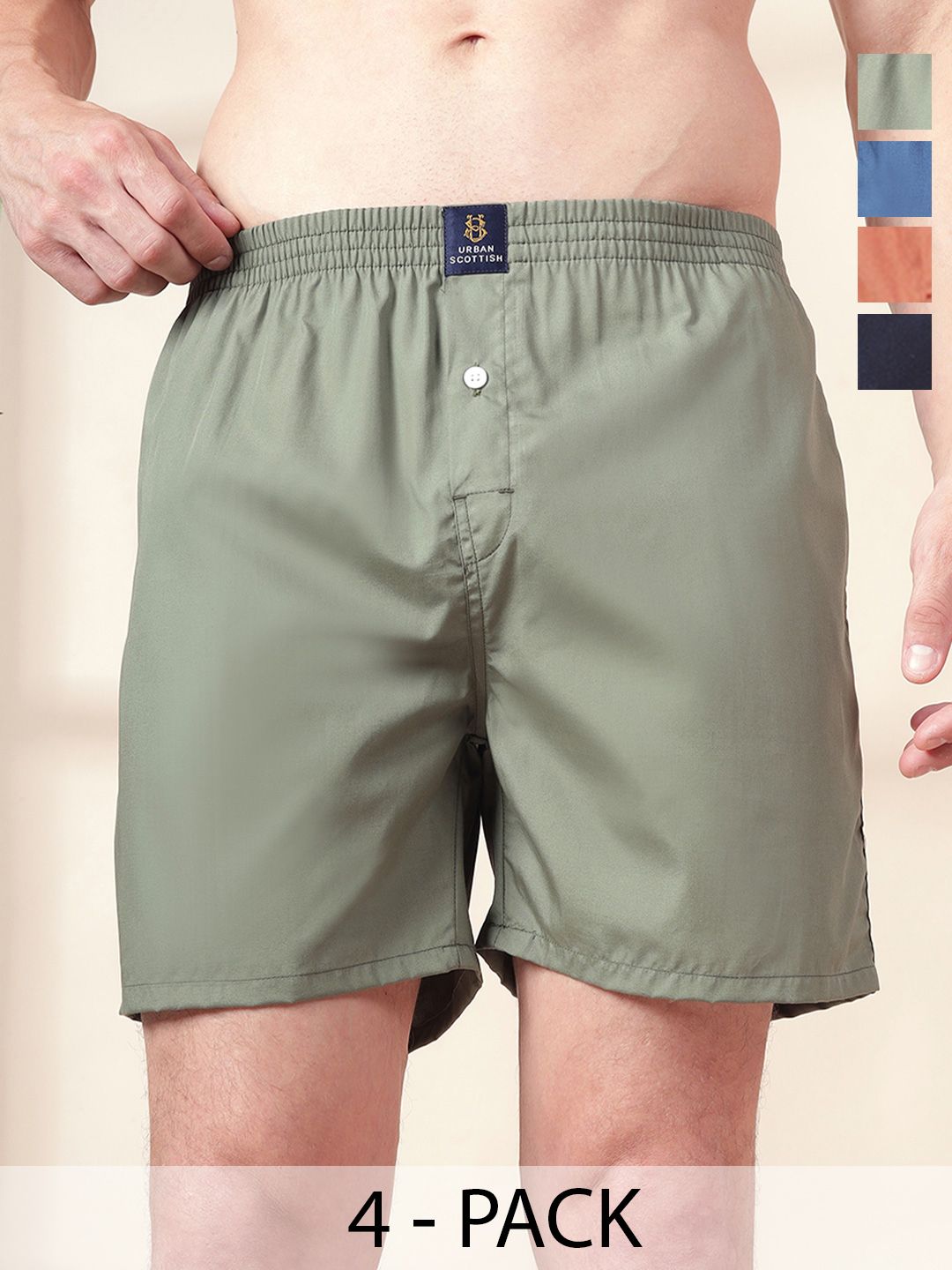 URBAN SCOTTISH Men Pack Of 4 Cotton Boxers-picture-45