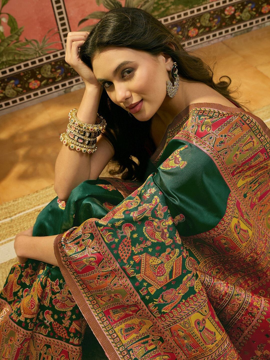 Sangria Woven Design Saree with Unstitched Blouse-image-47