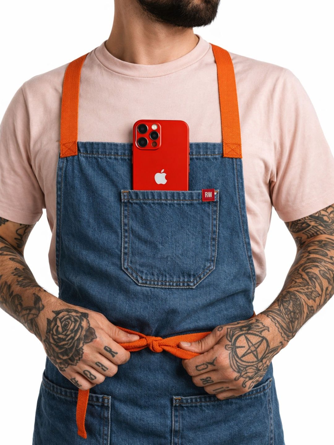 ReedWorth Blue & Orange Denim Apron With Strap-image-12