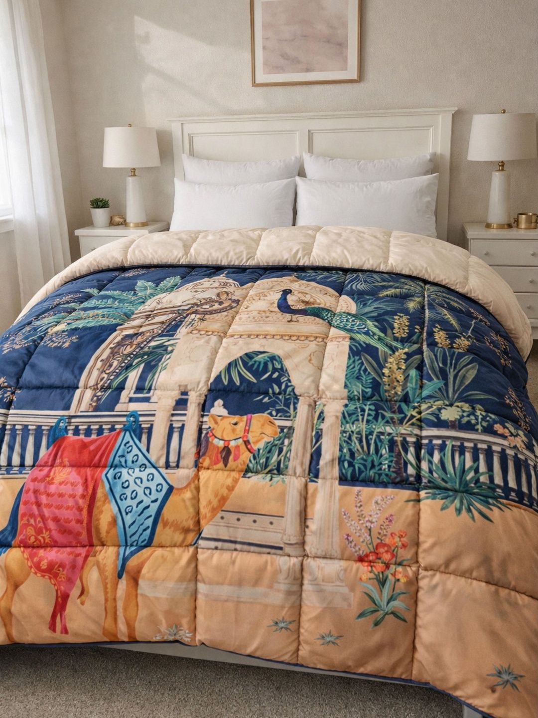 Florida Navy Blue Ethnic Motifs Microfiber AC Room 233 GSM Comforter-image-27