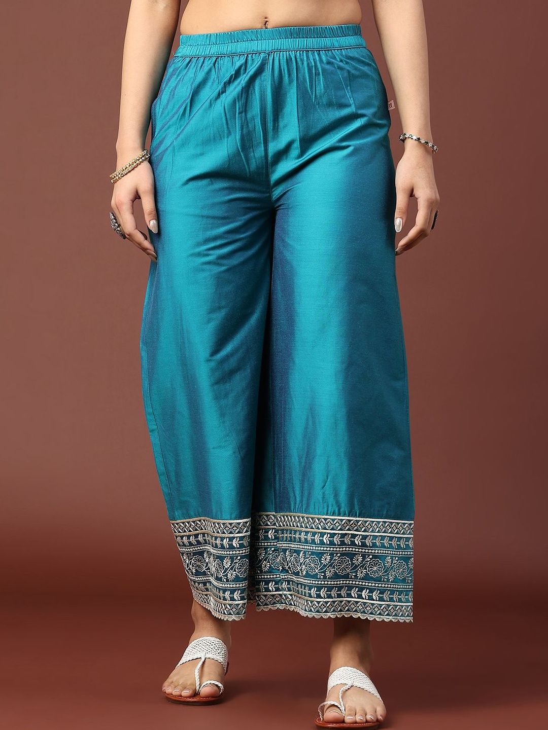 V-Mart Women Ethnic Motifs Embroidered Ethnic Palazzos-picture-47
