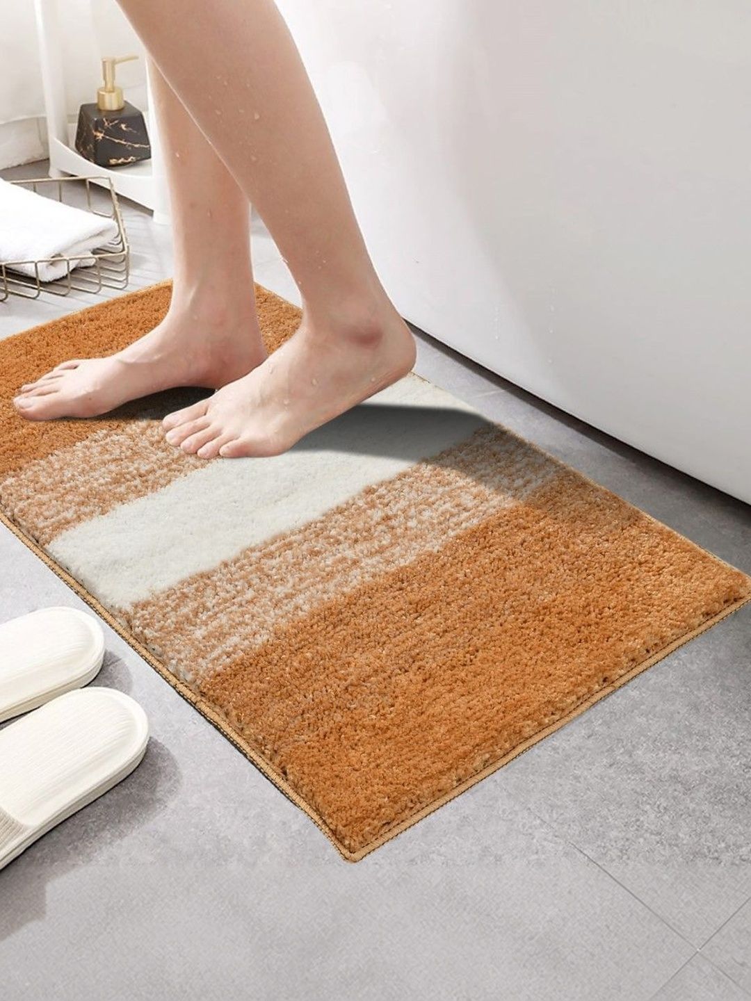 Myntra Elegant Homes Brown Striped Antiskid Doormat-picture-53