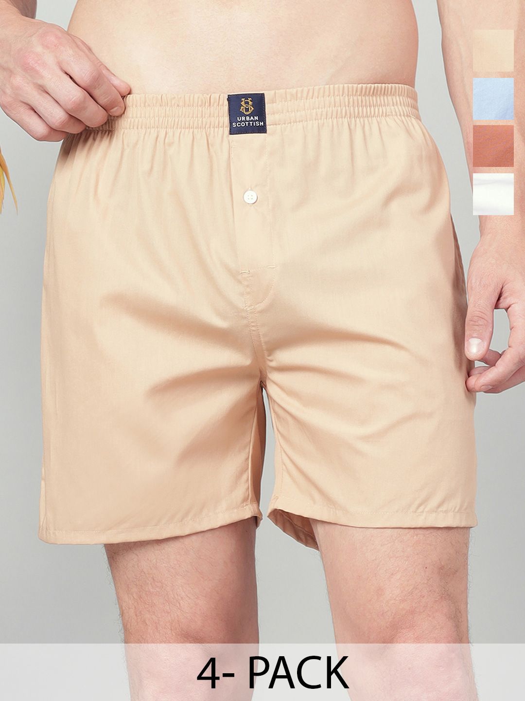 URBAN SCOTTISH Men Pack Of 4 Cotton Boxers-image-49