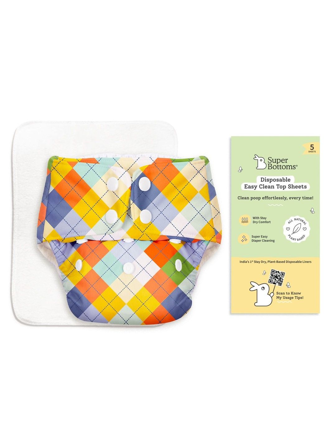 SuperBottoms Basic Ultra Thin Pad Cloth Diaper & Disposable Top Sheets - 5 Pcs-image-33