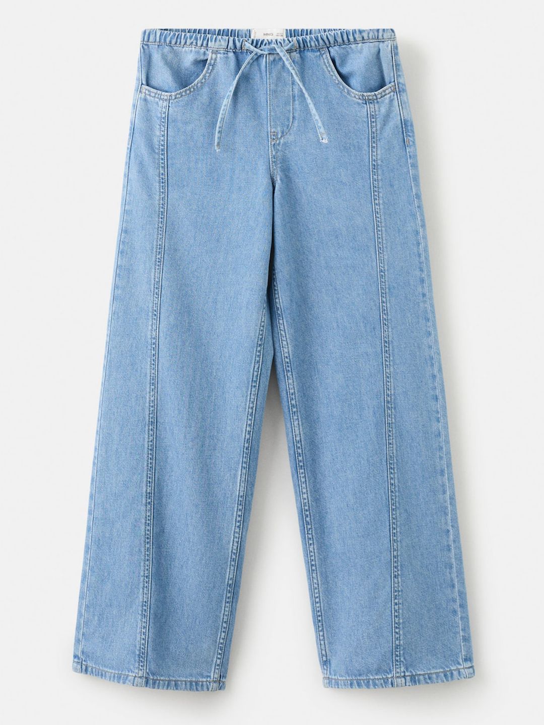 Mango Kids Girls Pure Cotton Wide Leg Jeans