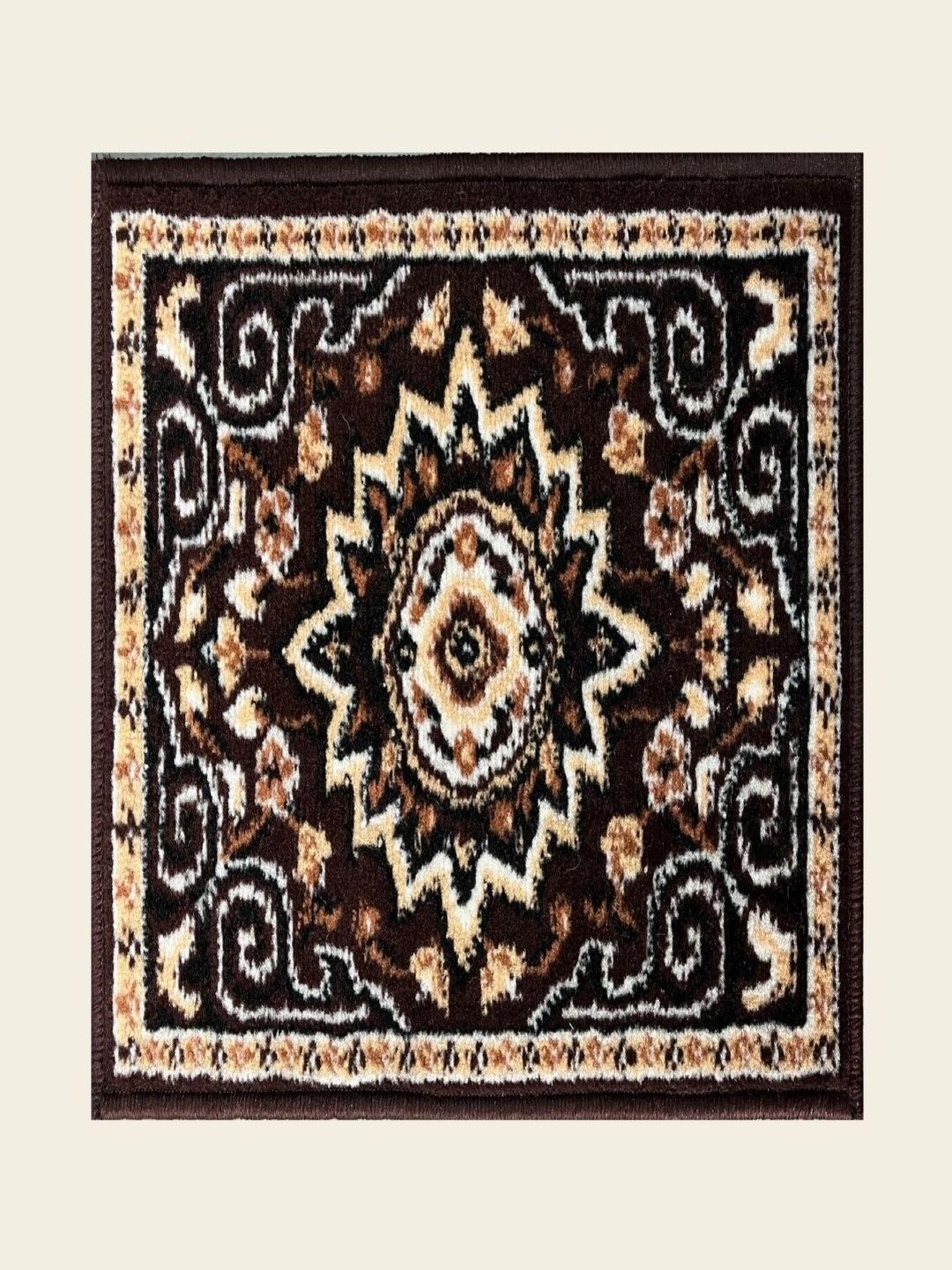 Myntra Elegant Homes Black & Beige Star-Patterned Rectangular Anti-Skid Doormat-image-5