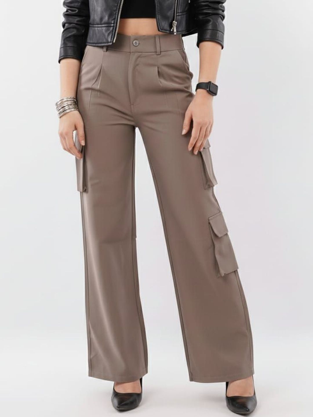 HIGH BUY Women High-Rise Cargos Trousers-picture-50