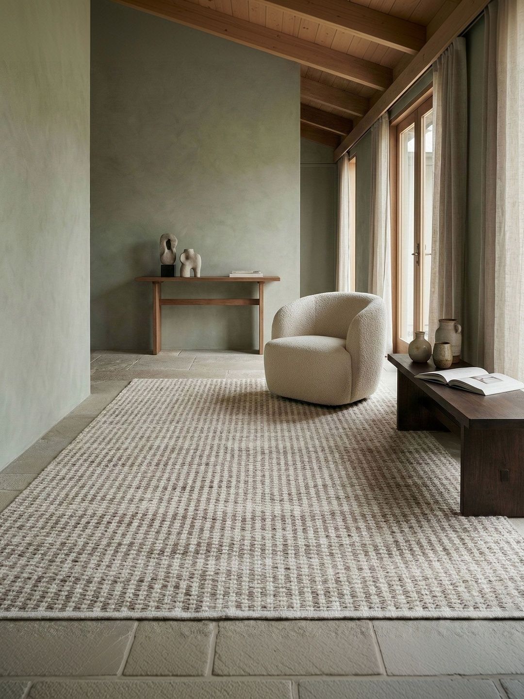 ASTERLANE Beige Striped No Shredding Polyester Carpet-picture-24