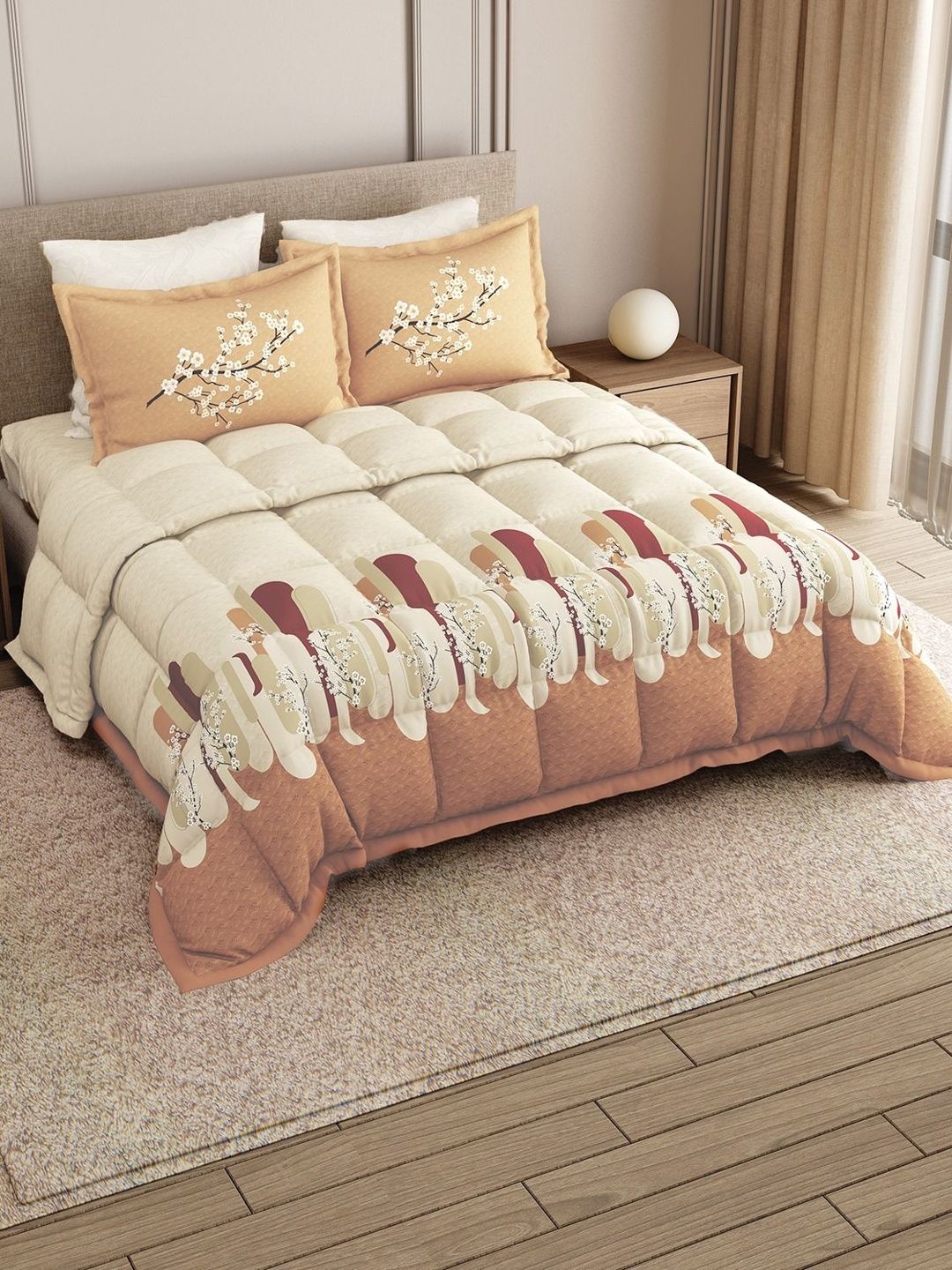 LABHAM Yellow Ethnic Motifs Cotton 4 Piece Double King Superfine Bedding Set-image-44