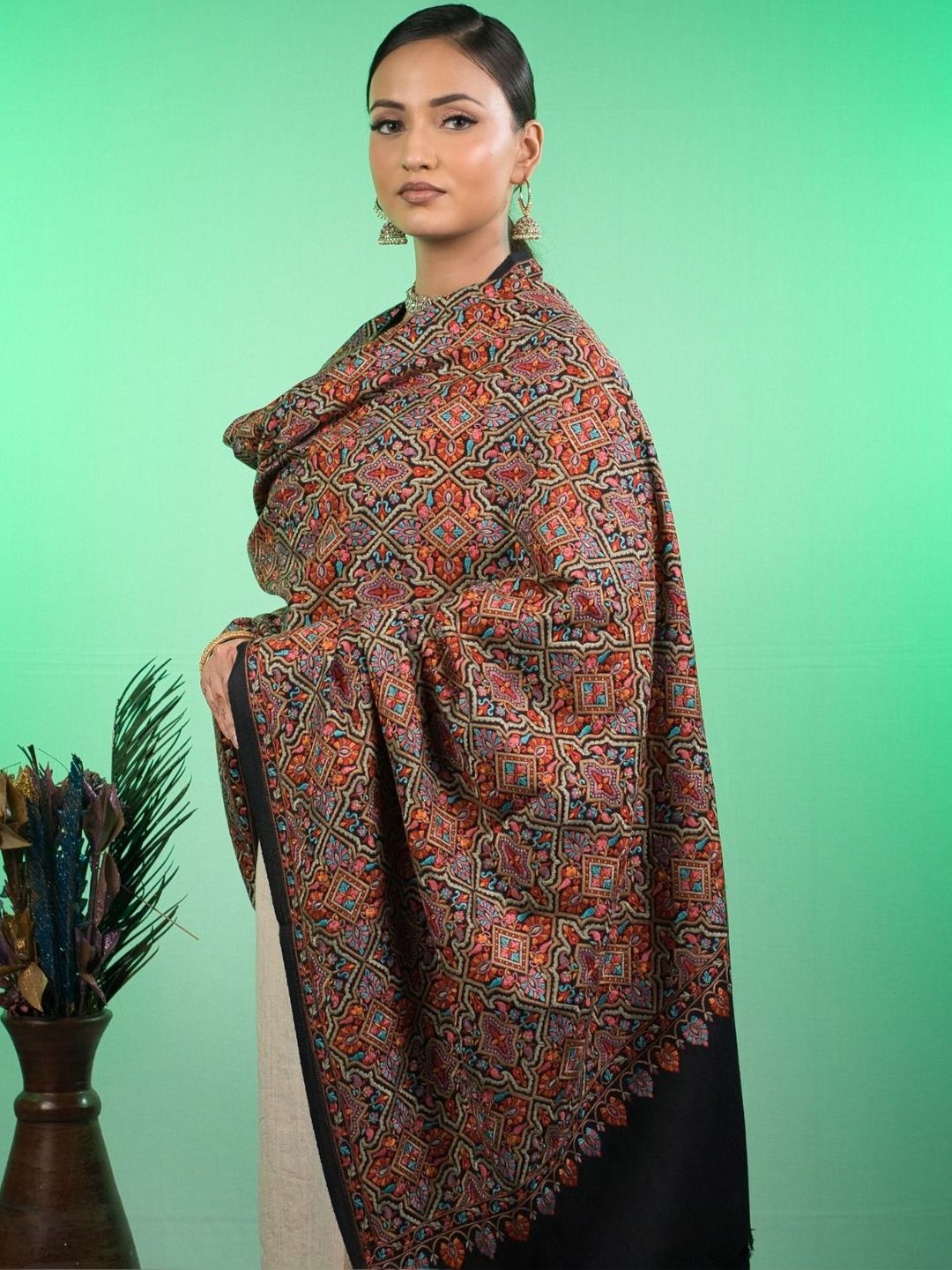 Mount Gray Women Ethnic Motifs Embroidered Shawl-picture-31