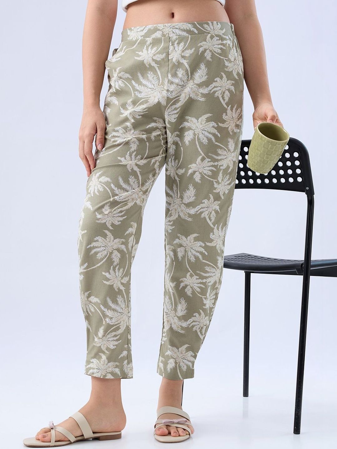 Mystere Paris Women Printed Cotton Mid-Rise Straight Lounge Pants-picture-0