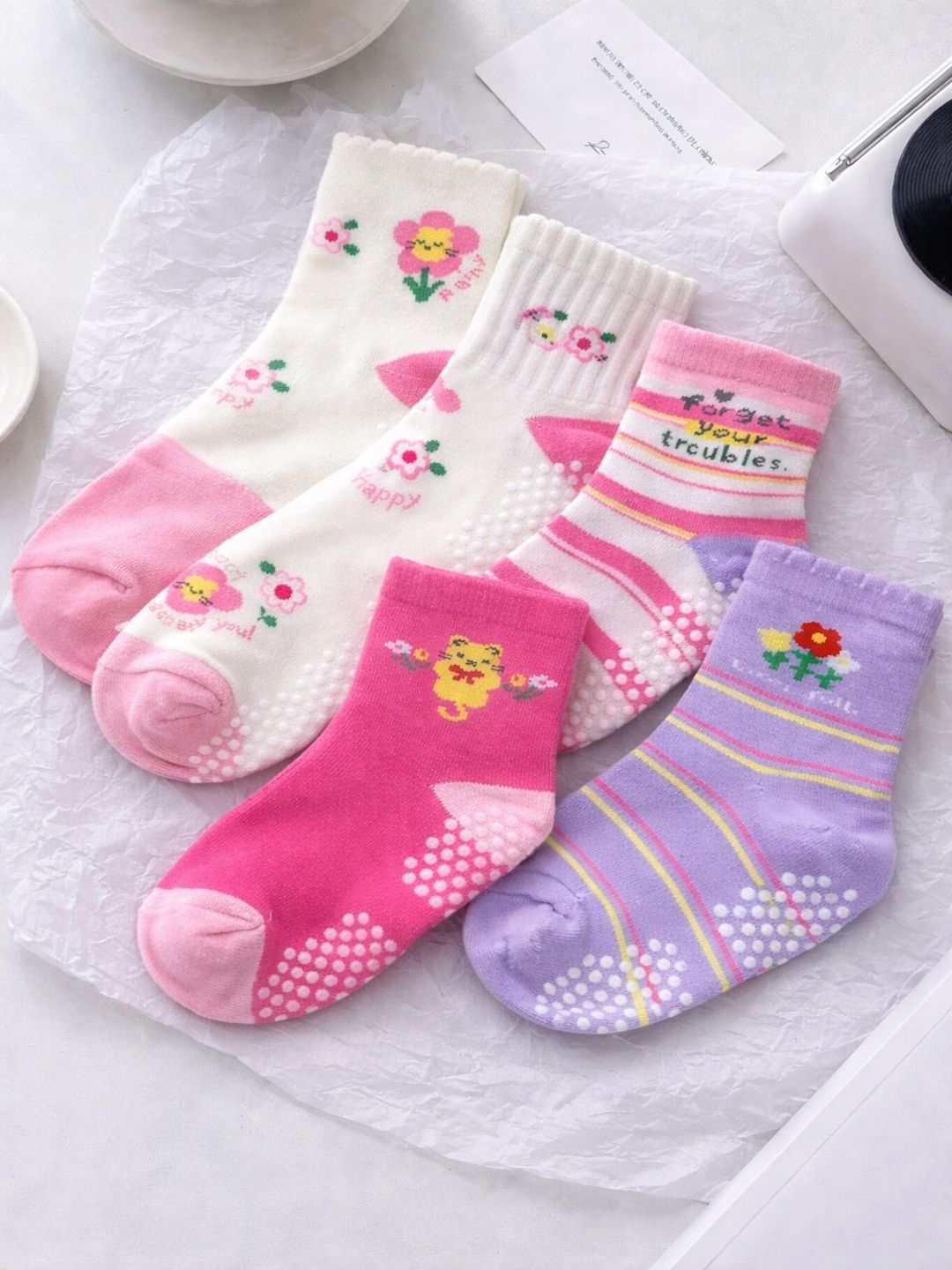 CORTICA Unisex Kids Pack of 5 Cotton Blend Assorted Patterned Socks-picture-32