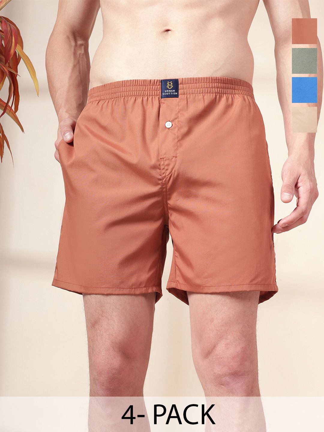 URBAN SCOTTISH Men Pack Of 4 Cotton Boxers-image-45