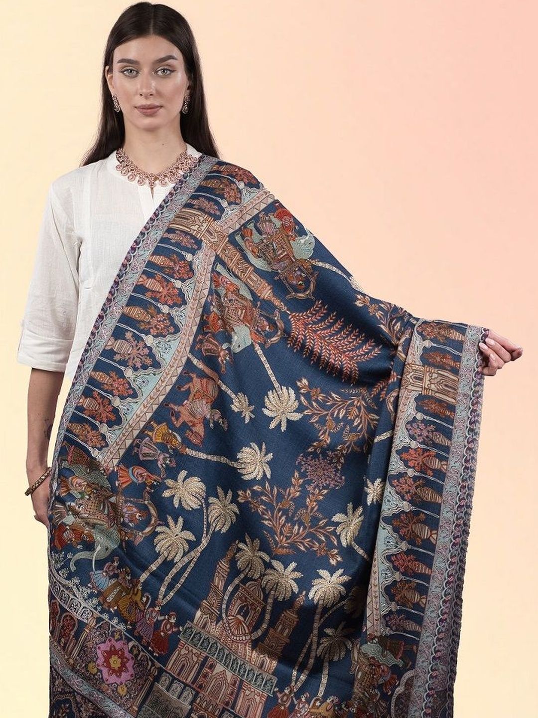 Mount Gray Women Ethnic Motifs Embroidered Shawl-picture-29