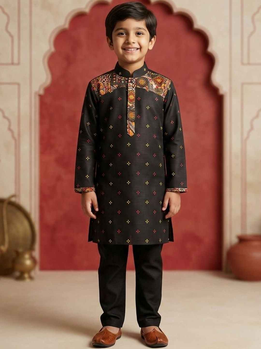 NFC CREATION Boys Ethnic Motifs Printed Regular Kurta with Trousers