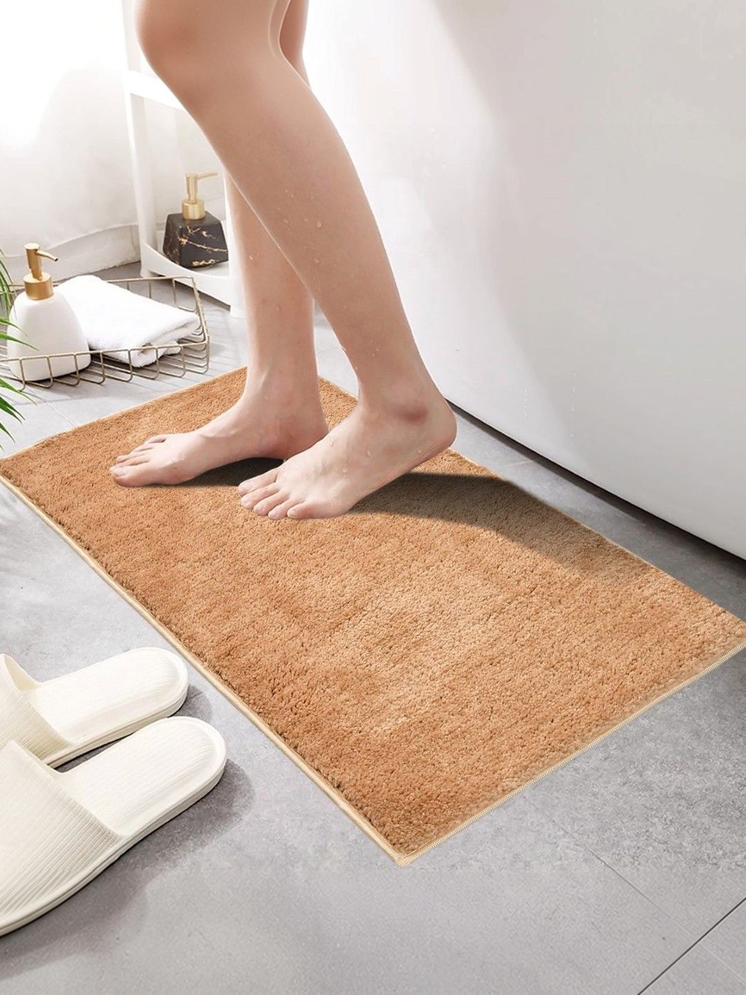 Myntra Elegant Homes Beige Rectangular Anti-Skid Doormat-image-16