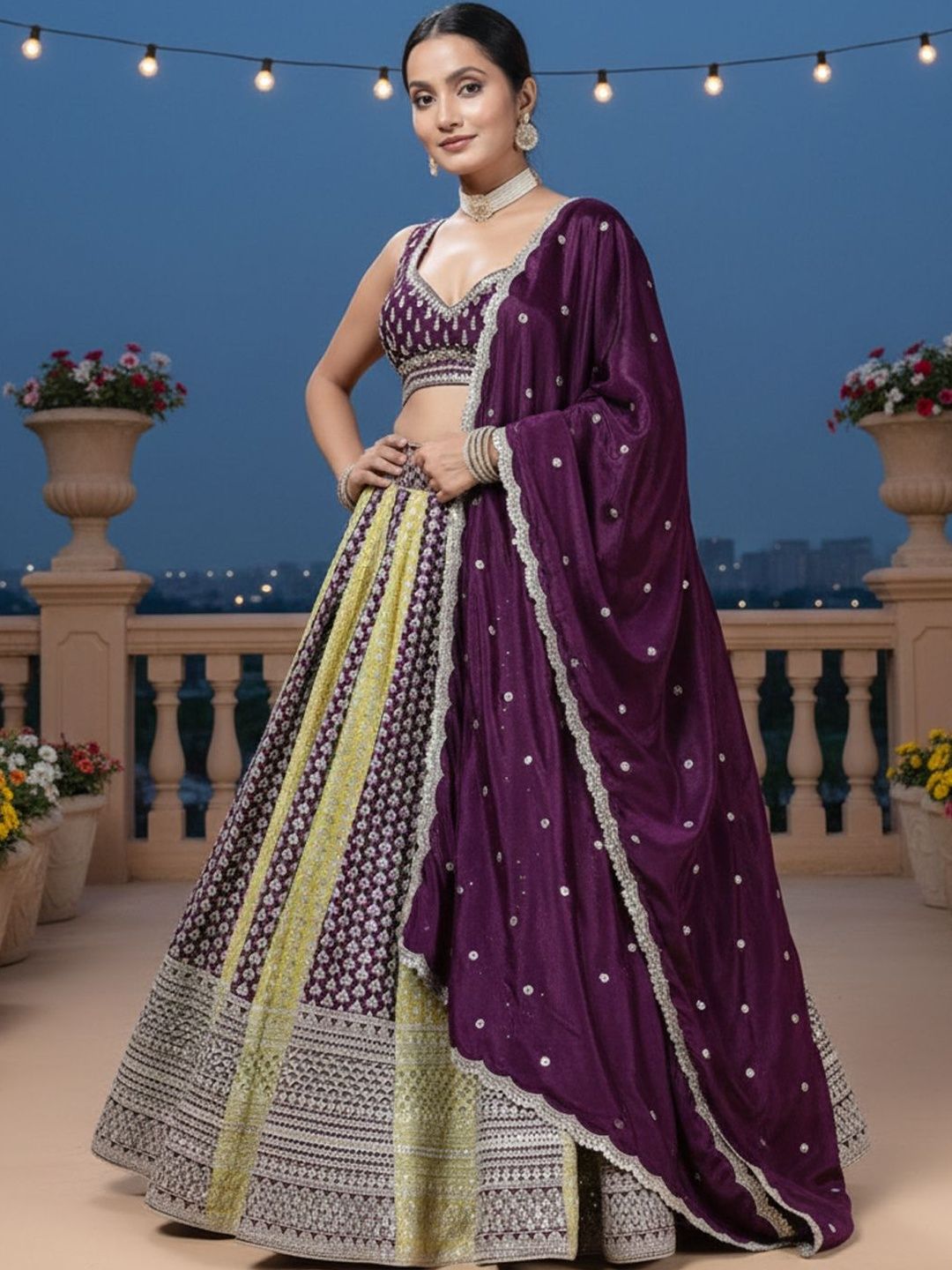 Jomso Embellished Sequinned Semi-Stitched Lehenga & Blouse With Dupatta-picture-37