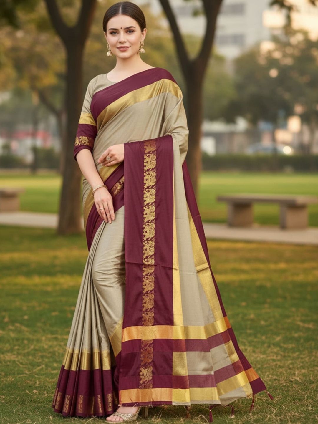 Moda Rapido Ethnic Motifs Zari Art Silk Kanjeevaram Saree-image-31