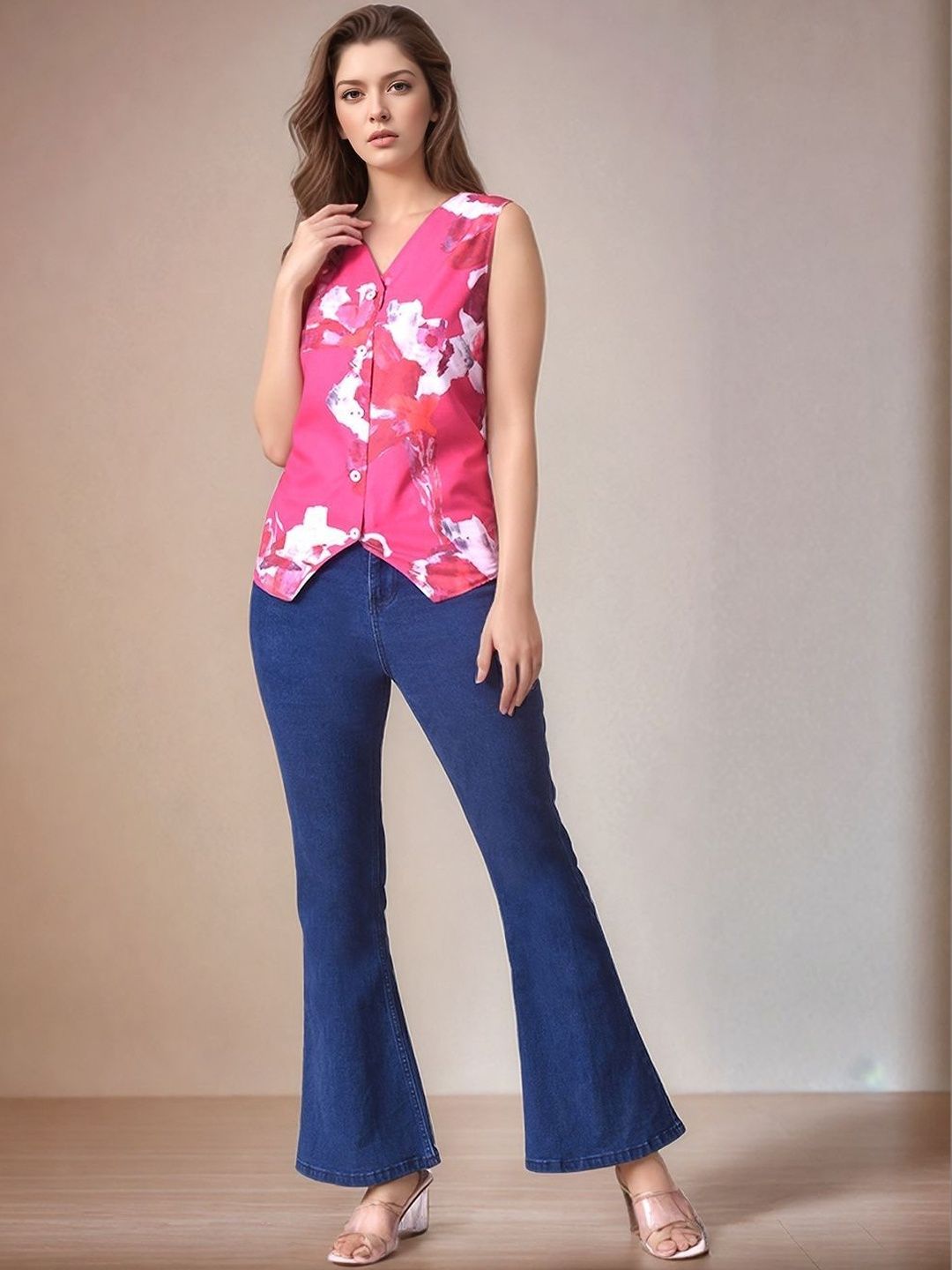 KALINI Floral Printed V-Neck Top-picture-4