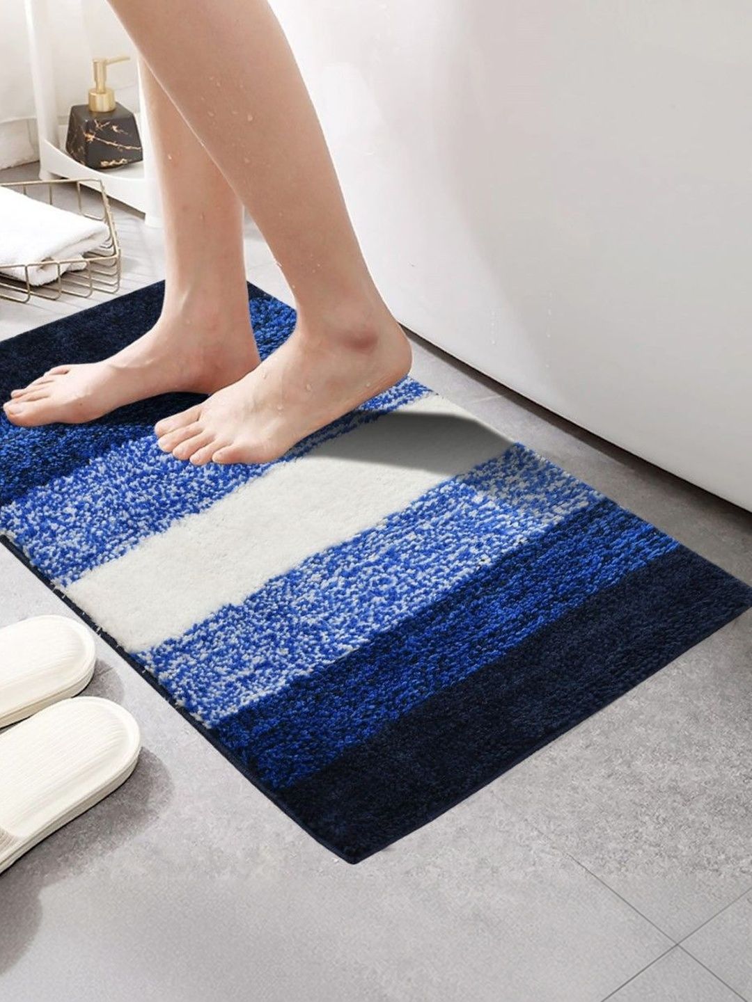 Myntra Elegant Homes Blue Striped Antiskid Doormat-image-13