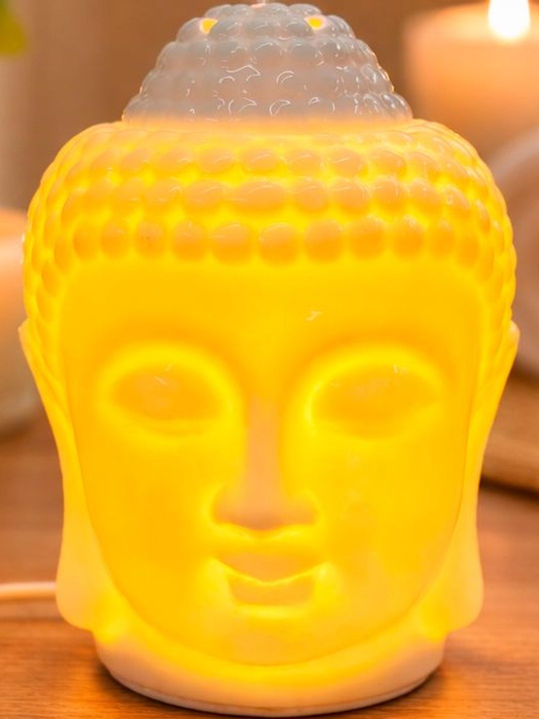 PEEPALCOMM 2Pcs White Textured Ceramic Buddha Electric Aroma Diffuser With Oils- 15ml-image-43