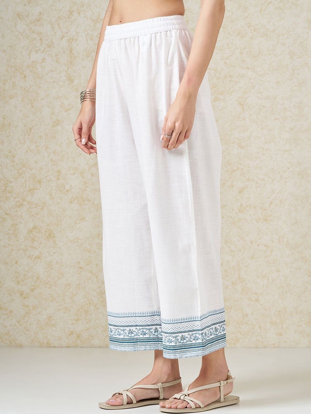 RANGMANCH BY PANTALOONS Women Ethnic Motifs Embroidered Flared Trousers-picture-38