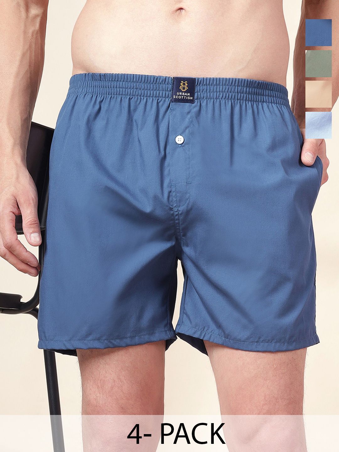 URBAN SCOTTISH Men Pack Of 4 Cotton Boxers-image-48