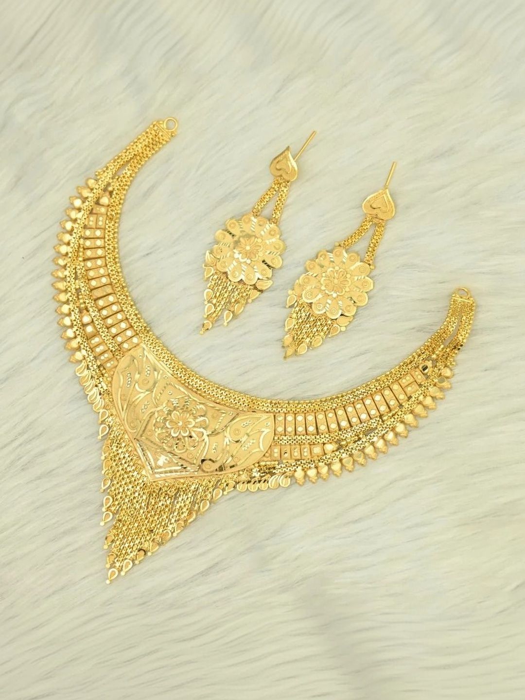 LAXMI JEWELLERS Gold-Plated Necklace and Earrings-picture-56