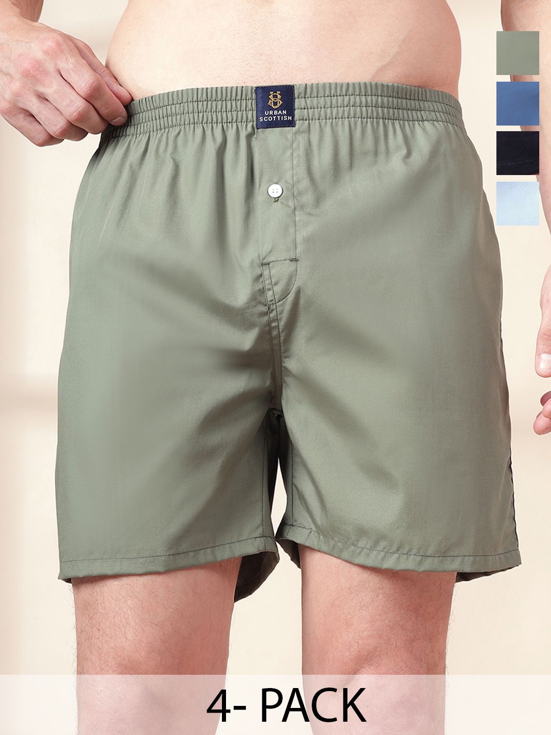 URBAN SCOTTISH Men Pack Of 4 Cotton Boxers-picture-23