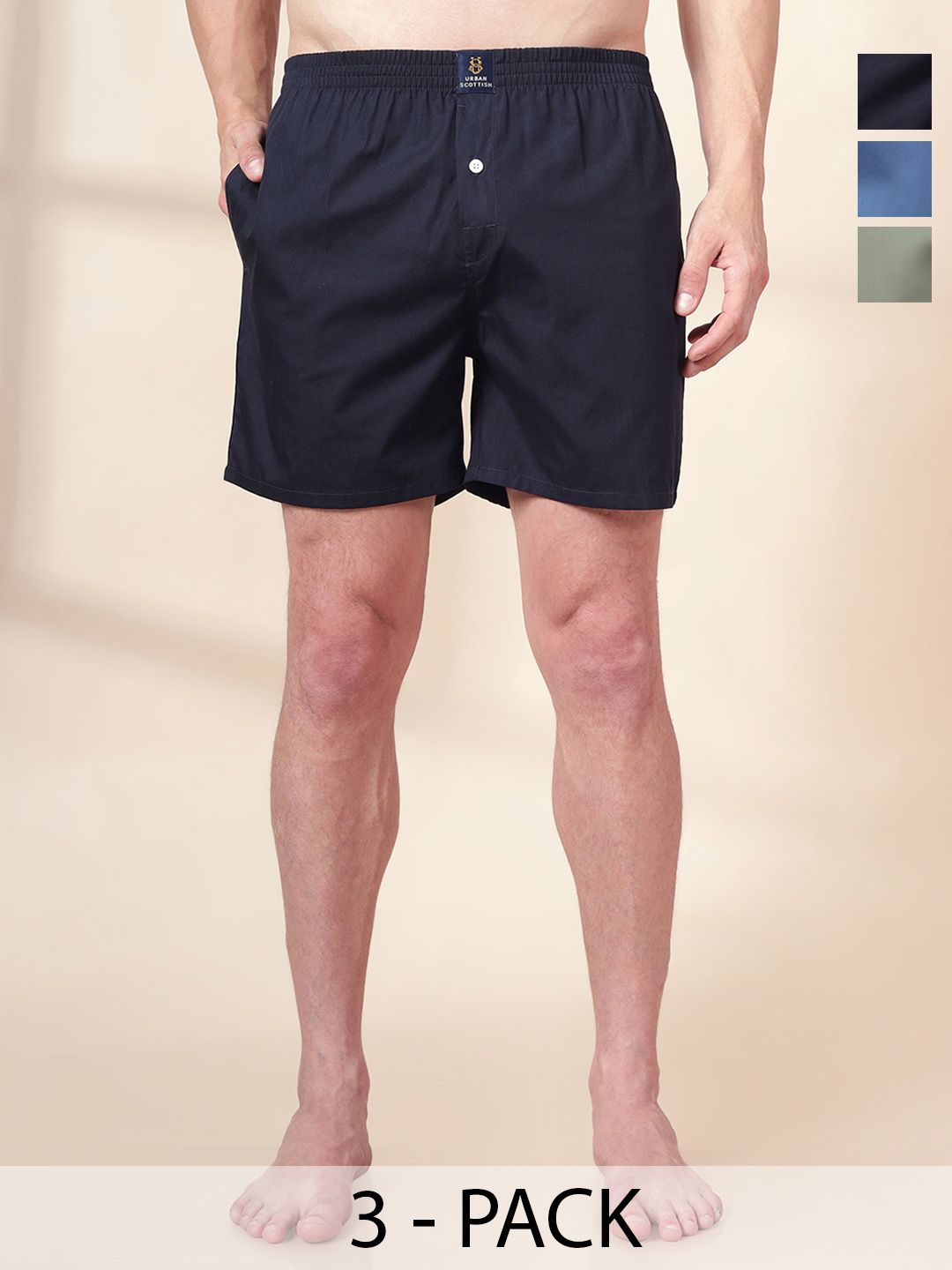 URBAN SCOTTISH Men Pack Of 3 Cotton Boxers-picture-47
