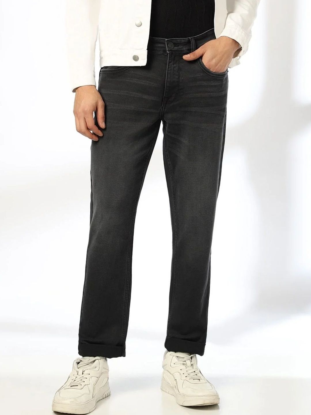 John Players Men Slim Fit Mid-Rise Light Fade Stretchable Jeans-picture-13
