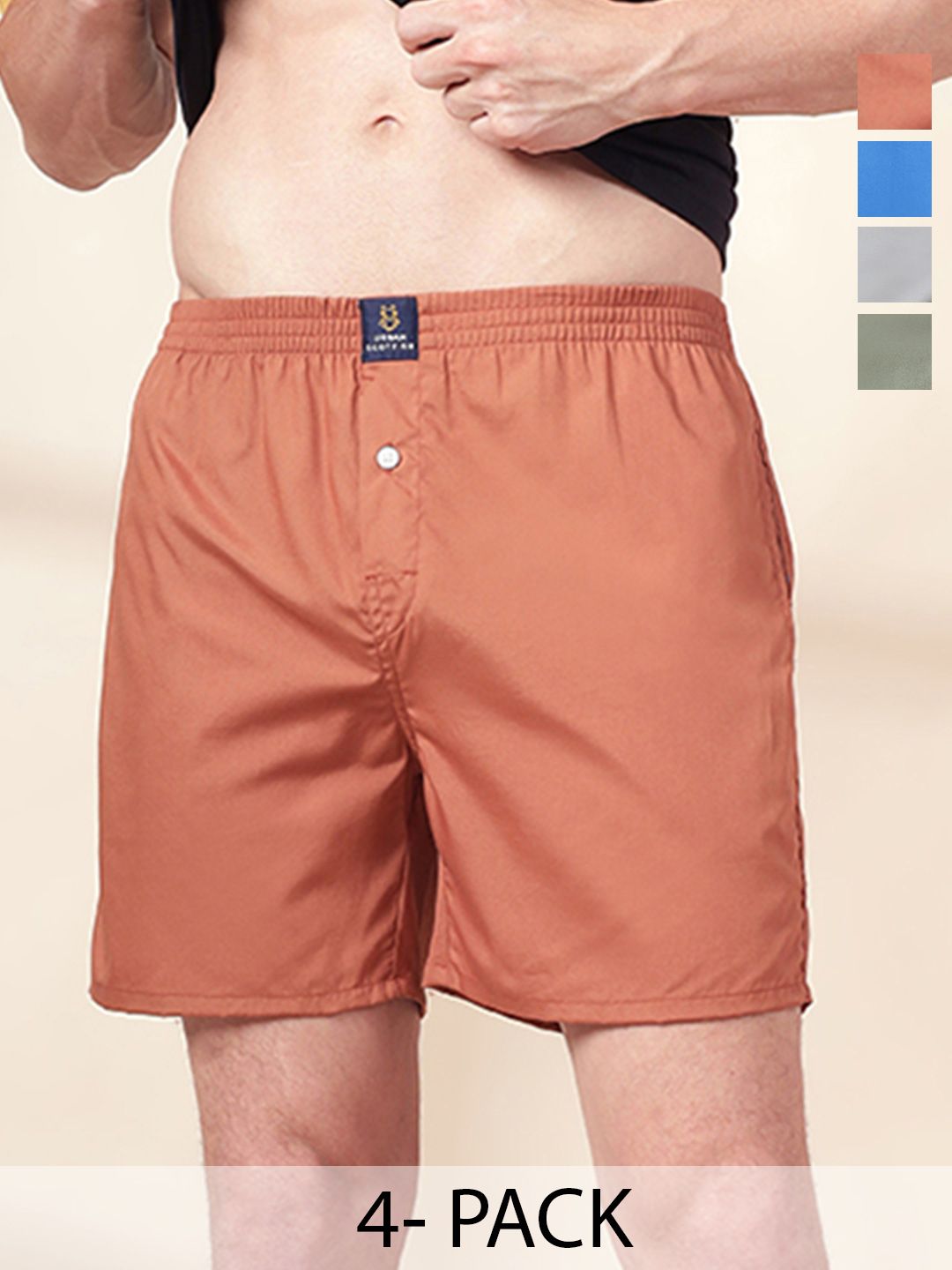 URBAN SCOTTISH Men Pack Of 4 Cotton Boxers-image-44