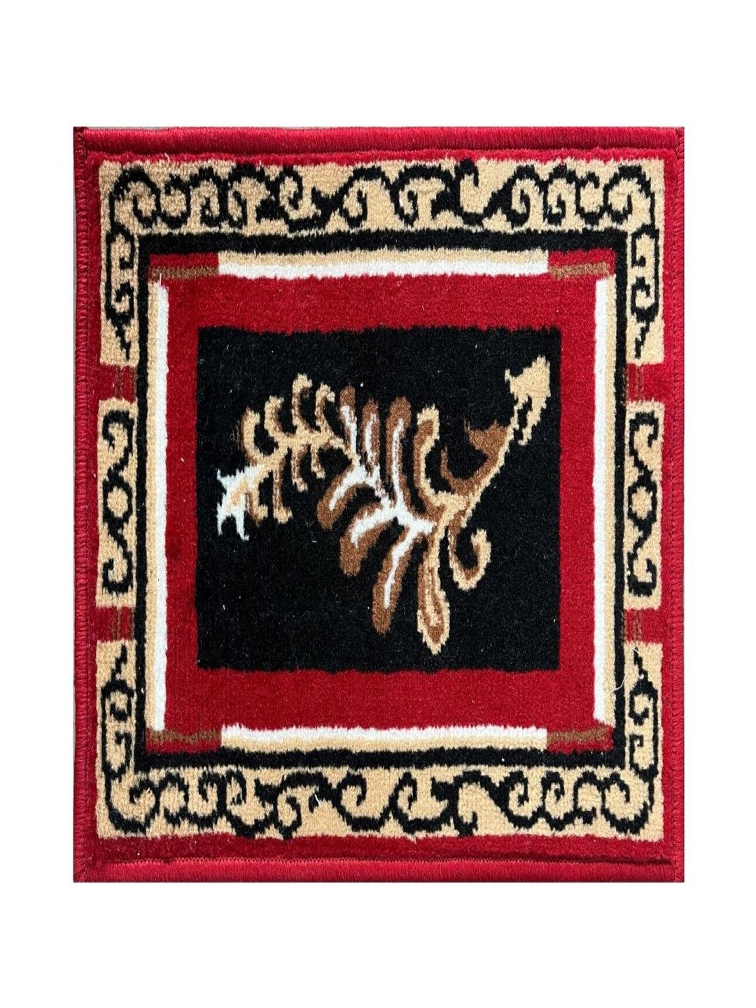 Myntra Elegant Homes Red & Black Leaf-Patterned Rectangular Anti-Skid Doormat-image-6