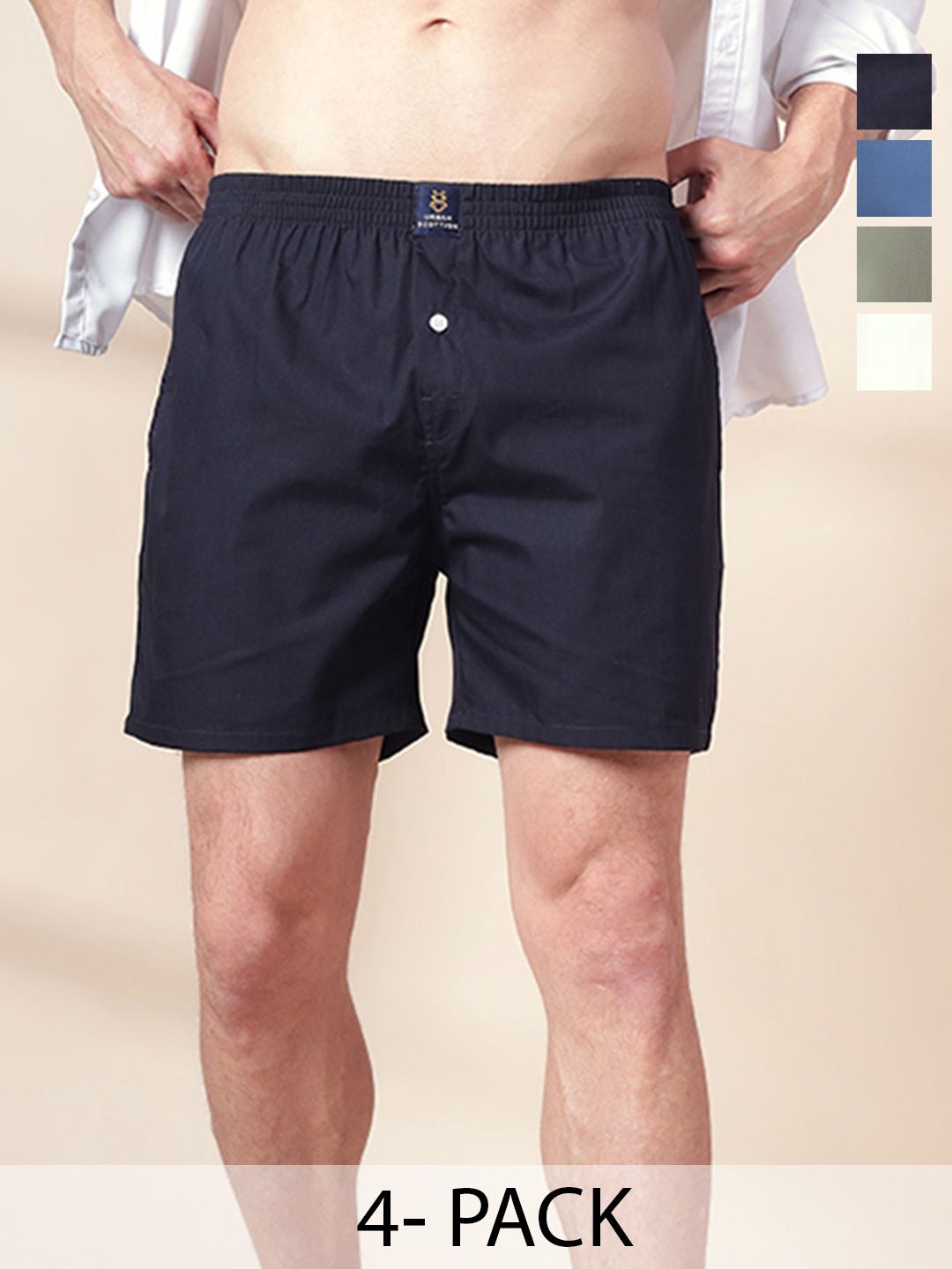URBAN SCOTTISH Men Pack Of 4 Cotton Boxers-picture-36
